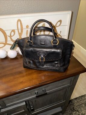 Women's Black Leather Satchel Handbag - Classic Structured Tote